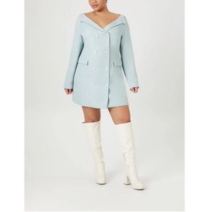 Plus Size Tweed Double-Breasted Mini Coat Dress